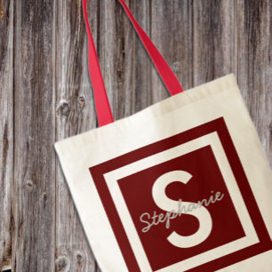Bolsa de Tote Personalizada de Monograma Rojo