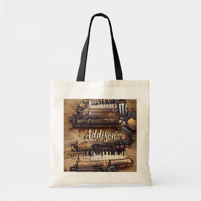 Bolsa de tote personalizada de música de piano (Frente)