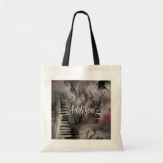 Bolsa de tote personalizada de música de piano (Frente)