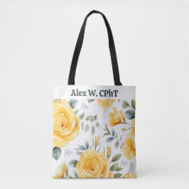 Bolsa de tote personalizada de rosas amarillas y s