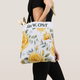 Bolsa de tote personalizada de rosas amarillas y s