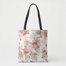 Bolsa de Tote Personalizada de Rosas Rojas y Rosa 