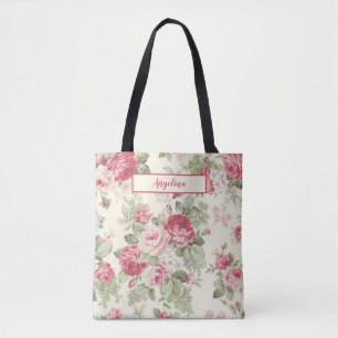 Bolsa de Tote Personalizada de Rosas Rojas y Rosa 