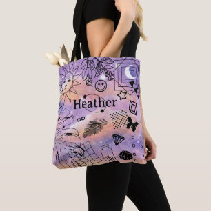 Bolsa de Tote Personalizada de Sun y Moon Purple S