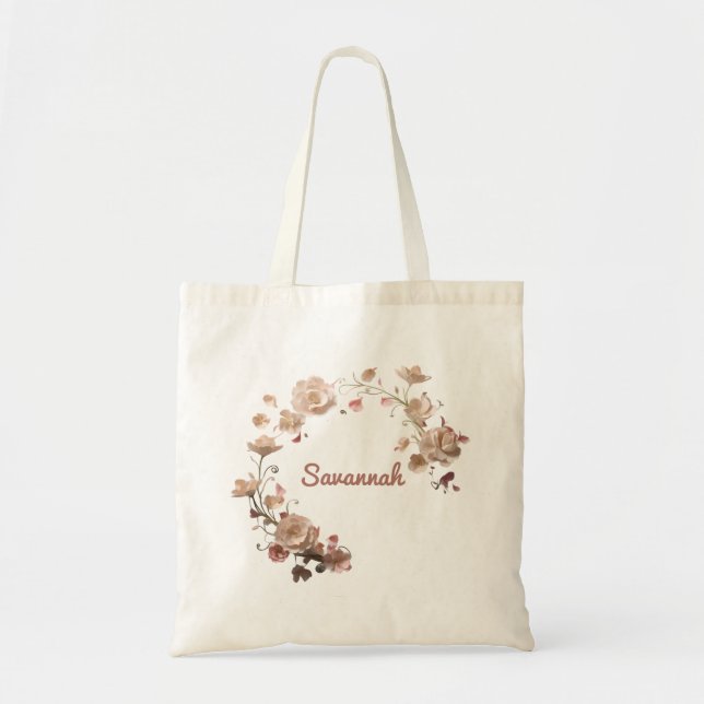 Bolsa De Tote Personalizada Elegante Floral Wreath (Frente)