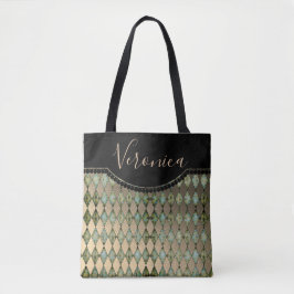 Bolsa De Tote Personalizada Glam Turquoise Harlequ