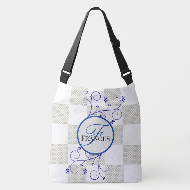 Bolsa De Tote Personalizada Monogramada En Blanco  (Anverso)
