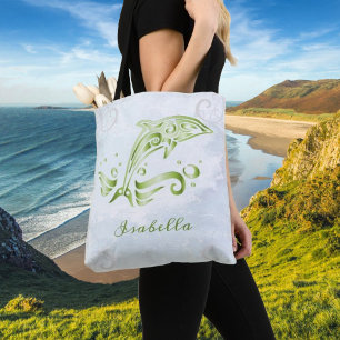 Bolsa de Tote Personalizada para Delfín Verde