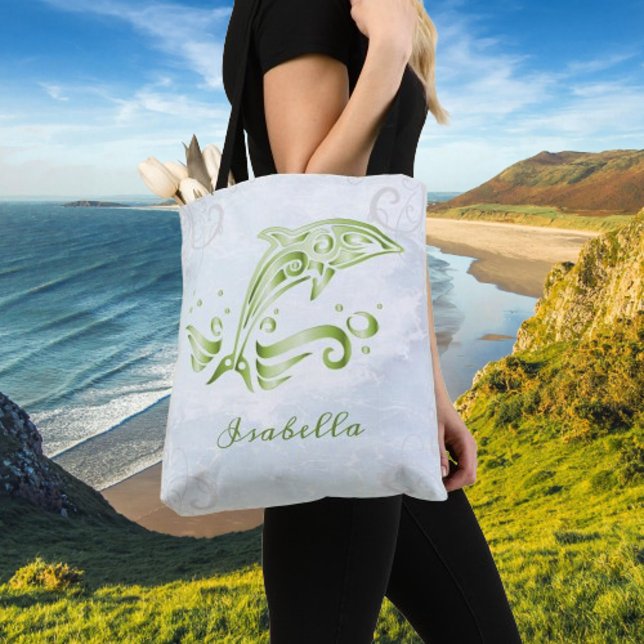 Bolsa de Tote Personalizada para Delfín Verde (Green Dolphin Personalized Tote Bag)