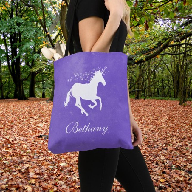 Bolsa De Tote Personalizada Purple Unicorn (Purple Unicorn Personalized Tote Bag)