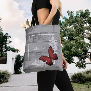 Bolsa de Tote Personalizada Rustica de Mariposa Ro
