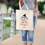 Bolsa de Tote personalizada Witch Way Halloween<br><div class="desc">Visita berryberrysweet.com para ver elegantes regalos personalizados y papelería.</div>