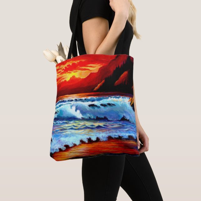 Bolsa De Tote Pintada Beach Sunset (Detalle)