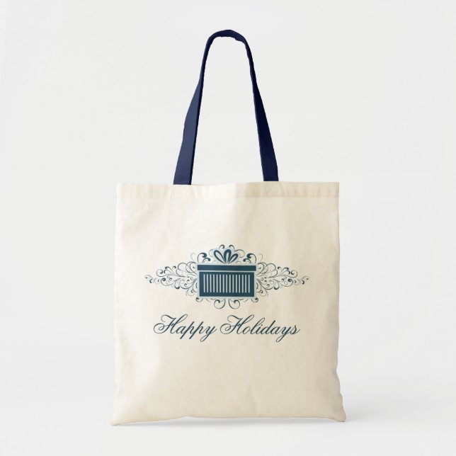 Bolsa De Tote Presente De Swirls Holiday, Azul (Frente)