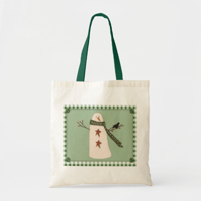 Bolsa de Tote Primitivo de Snowman (Frente)