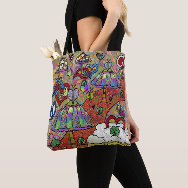 Bolsa de Tote Psychedelic Magic Mushroom de Retro  (Detalle)