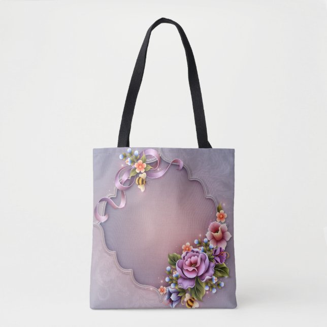 Bolsa De Tote Purple All-Over-Print, Media (Anverso)