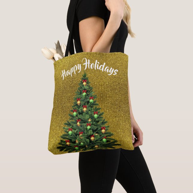 Bolsa de Tote, Purpurina de oro, con árbol de Navi (Detalle)