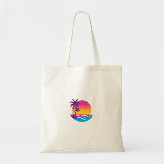 Bolsa de Tote Retro Sunset and Ocean Waves (Frente)