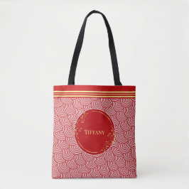 Bolsa De Tote Rojo Y Oro Personalizado