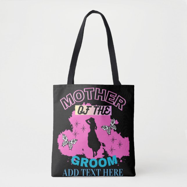 Bolsa De Tote Rosa Azul Y Negro Madre Del Groom (Anverso)