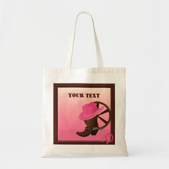 Bolsa De Tote Rosa De Vaquera Occidental (Frente)