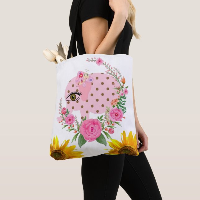 Bolsa de Tote Rosa Floral de girasol (Detalle)