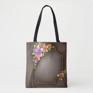 Bolsa De Tote Todo-Sobre-Impresión De Flores, Medi