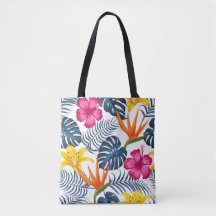 Bolsa de Tote Tropical Rosa Azul