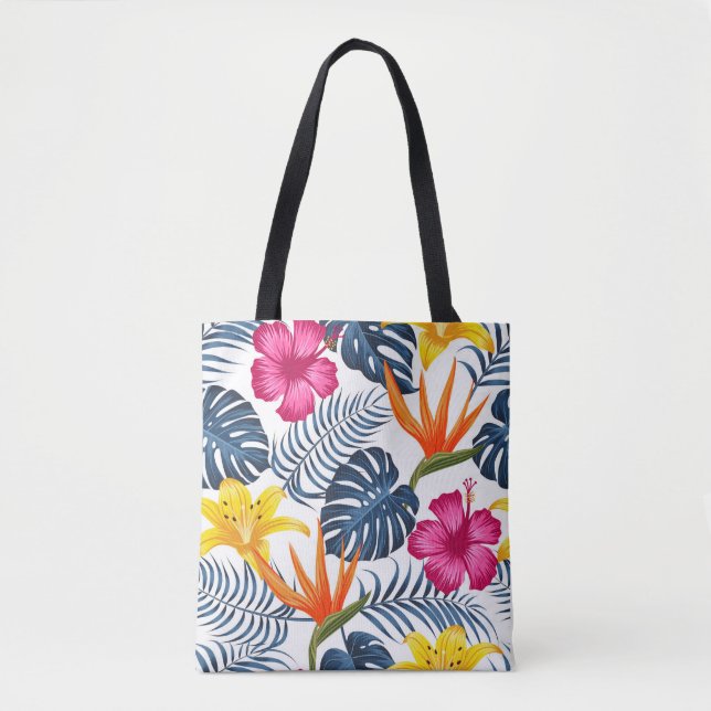 Bolsa de Tote Tropical Rosa Azul (Anverso)