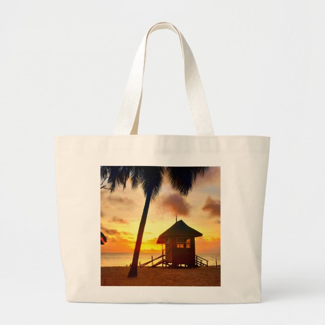 Bolsa De Tote Tropical Sunset Beach (Frente)