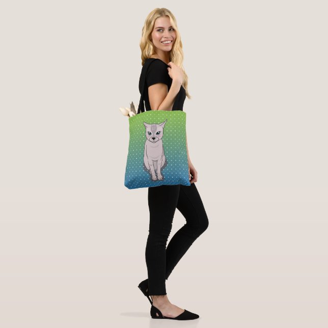 Bolsa De Tote Turquesa De Sitting Kitty (Puesto)