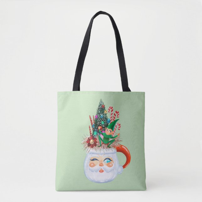 Bolsa de Tote verde vintage Santa Mug Mint (Anverso)