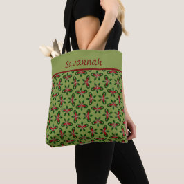 Bolsa de Tote Verde y Rojo Festividad