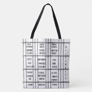 Bolsa de Tote Verduras negras y blancas