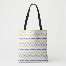 Bolsa de Tote - Zigzags blancos, amarillos y grise