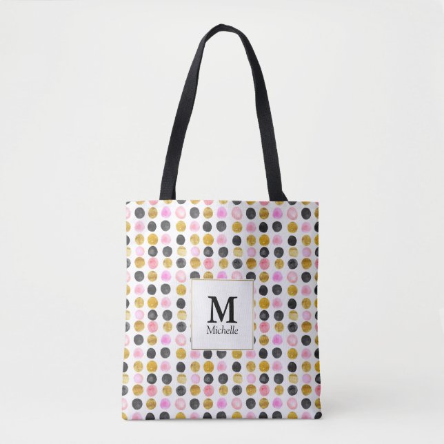 Bolsa de Toxicograma Rosa y Oro Polka (Anverso)