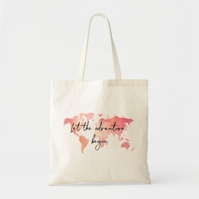 Bolsa de tracción de mapas del mundo rosa (Frente)