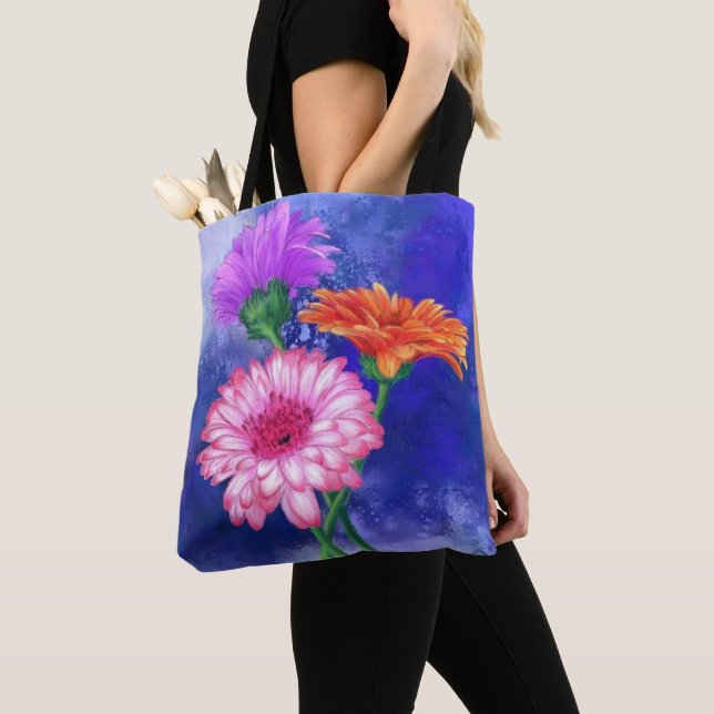 Bolsa de tres colores Gerberas Tote (Detalle)