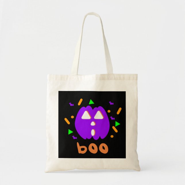 Bolsa de trucos o trato de calabaza de neón (Frente)