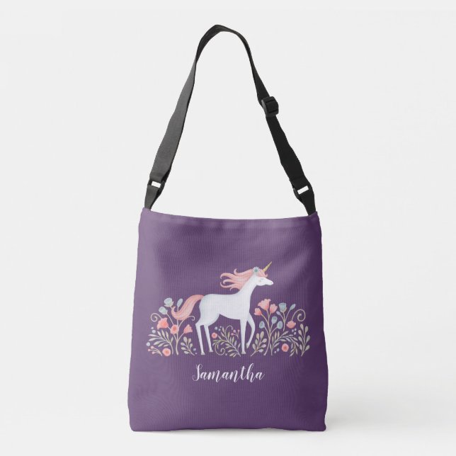 Bolsa de unicornio de acuarela floral (Reverso)
