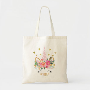 Bolsa de unicornio floral rosa personalizada