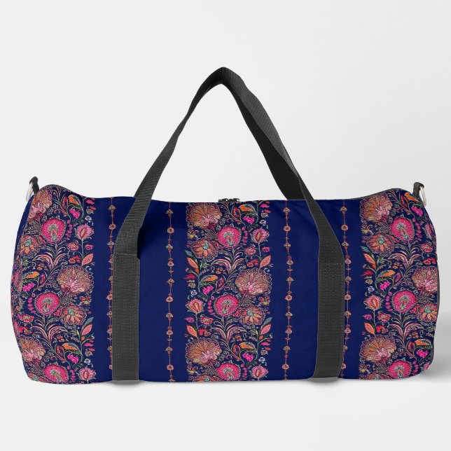 Bolsa de viaje azul y rosa chic personalizada (Anverso)