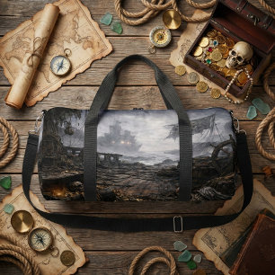 Bolsa de viaje con escena de puerto pirata abandon