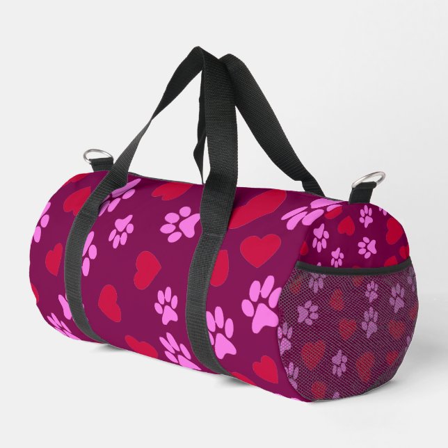 Bolsa de viaje con estampado de huellas de patas y (Esquina derecha)