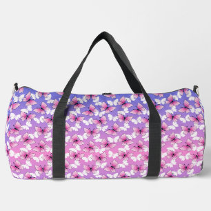 Bolsa de viaje con patrón de mariposa rosa y blanc