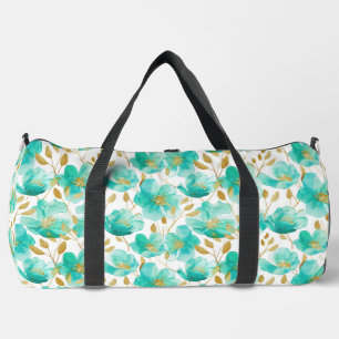 Bolsa de viaje de flores azul verdoso