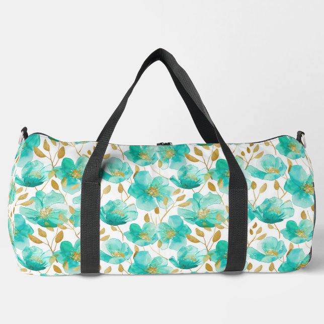 Bolsa de viaje de flores azul verdoso (Anverso)