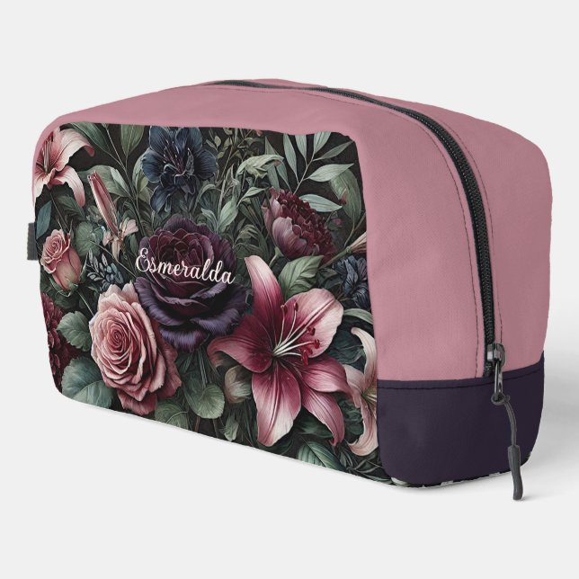 Bolsa de viaje de maquillaje de rosas góticas pers (Esquina derecha)
