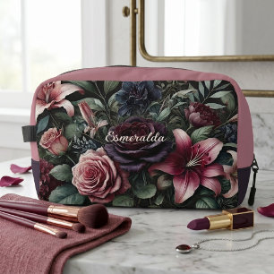 Bolsa de viaje de maquillaje de rosas góticas pers